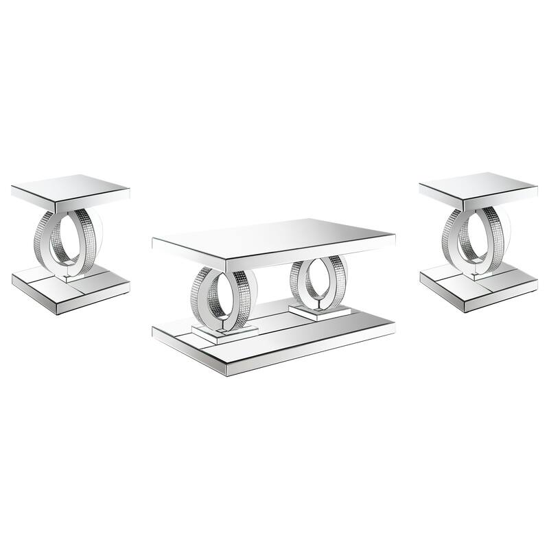 Breena Mirrored Coffee And End Table Set Silver