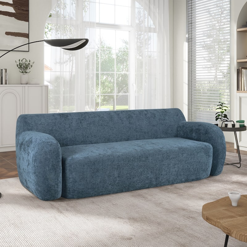 Streamlined Sofa with Curved Design and Extra-Large Seat Depth for Living Room or Guest Room