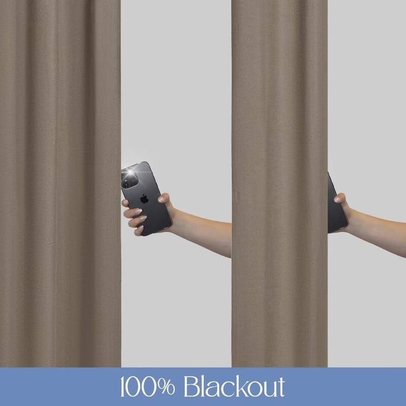 Linen Slub Blackout Grommet Curtain Pair(2 Panels)