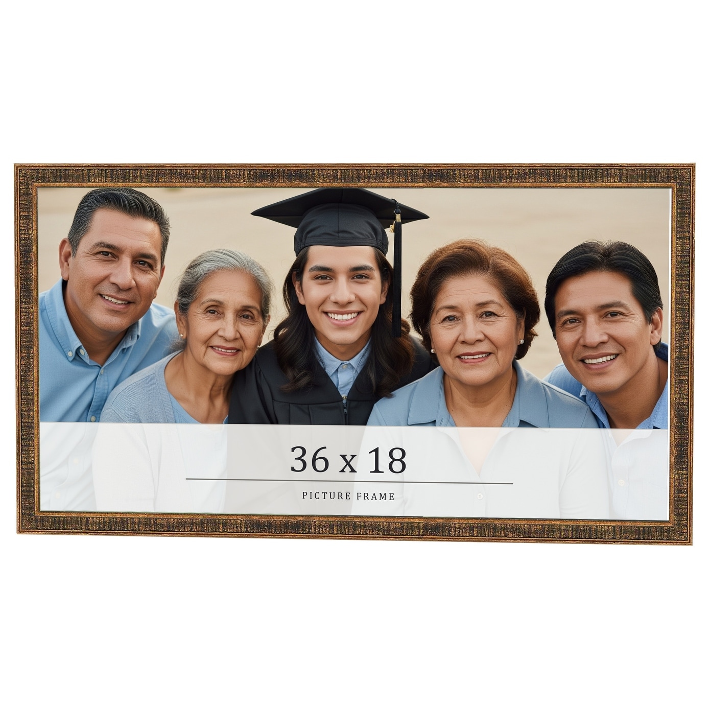 36x18 Frame Gold Kingsley Distressed Solid Wood Picture Frame Width