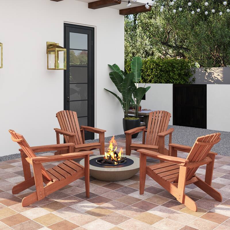 Natural Solid Wood Adirondack Chair with Ergonomic Backrest and DIY Option - 34" L × 28" W × 35" H