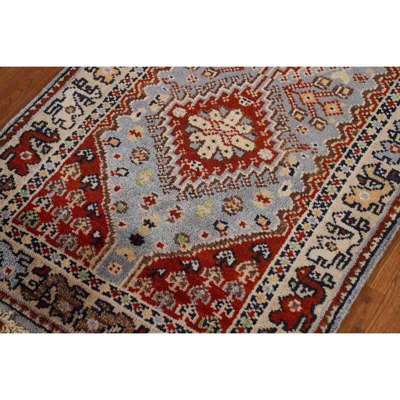 Geometric Traditional Heriz Serapi Runner Rug Handmade Wool Carpet - 2'7"x 8'1"