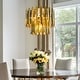preview thumbnail 3 of 10, 9/10-Light Luxury Stainless Steel Chandelier with Crystal Accents