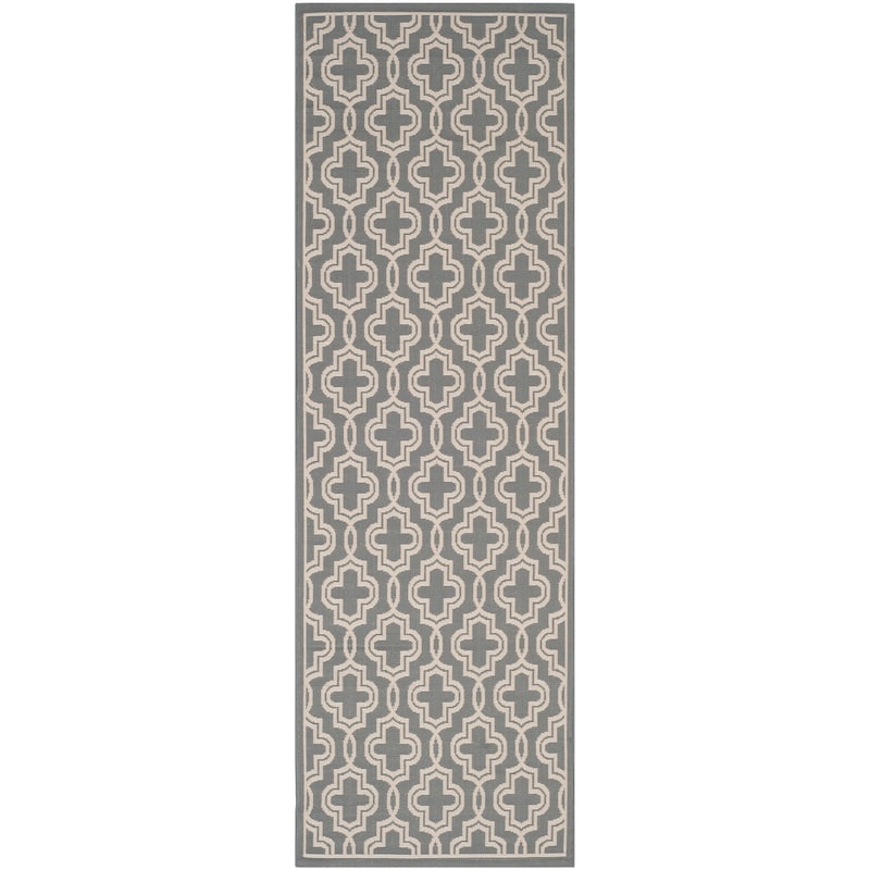 Martha Stewart by SAFAVIEH Marjanca Indoor/ Outdoor Waterproof Rug - 2'7" x 8'2" Runner - Anthracite/Beige