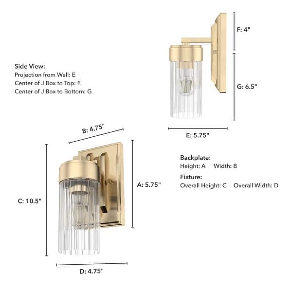 dimension image slide 0 of 2, Hunter Gatz 1-Light Wall Sconce Light - Glam, Contemporary, Transitional - Damp Rated!