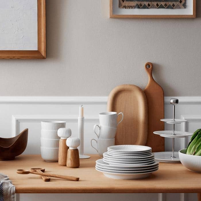 Kähler Hammershøi Salad Serving Set, Oak - H: 10.6"