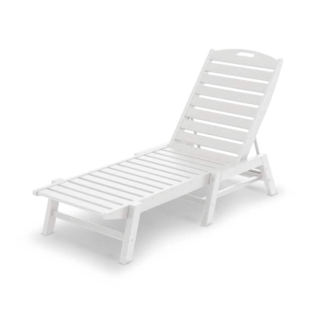 POLYWOOD Nautical Outdoor Stackable Chaise Lounge - White