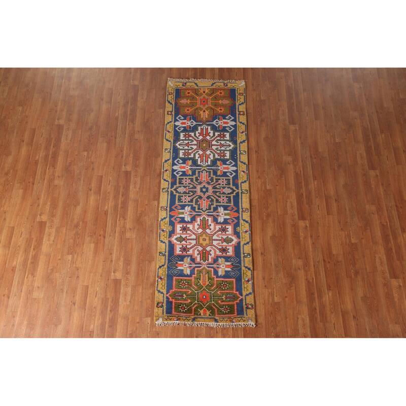 Blue Heriz Serapi Oriental Runner Rug Wool Carpet - 2'7" x 7'10"