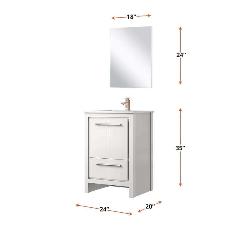 Lafarre Bath Vanity with Quartz Top, Sink, Mirror and Rose Gold Faucet