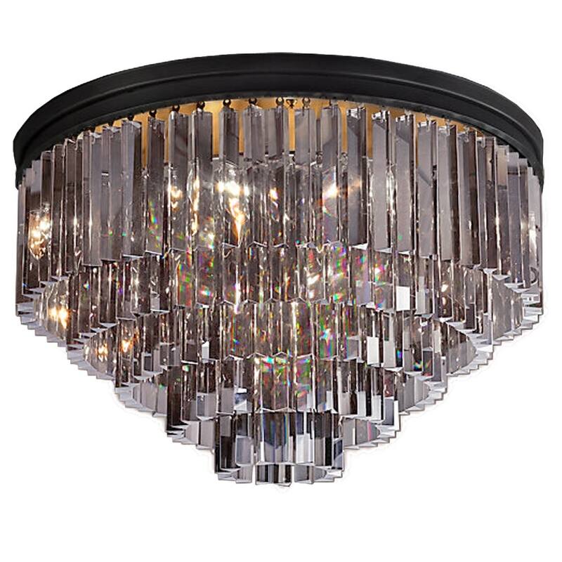 17 Silver Shade Glass Fringe Flush Mount In Java Brown Finish - 21.00