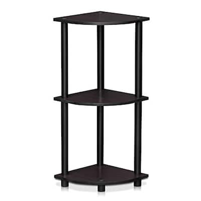 3 Tiers Wood Household Shelving Unit in Dark Walnut (11.6 in. W x 29.6 in. H x 11.6 in. D)