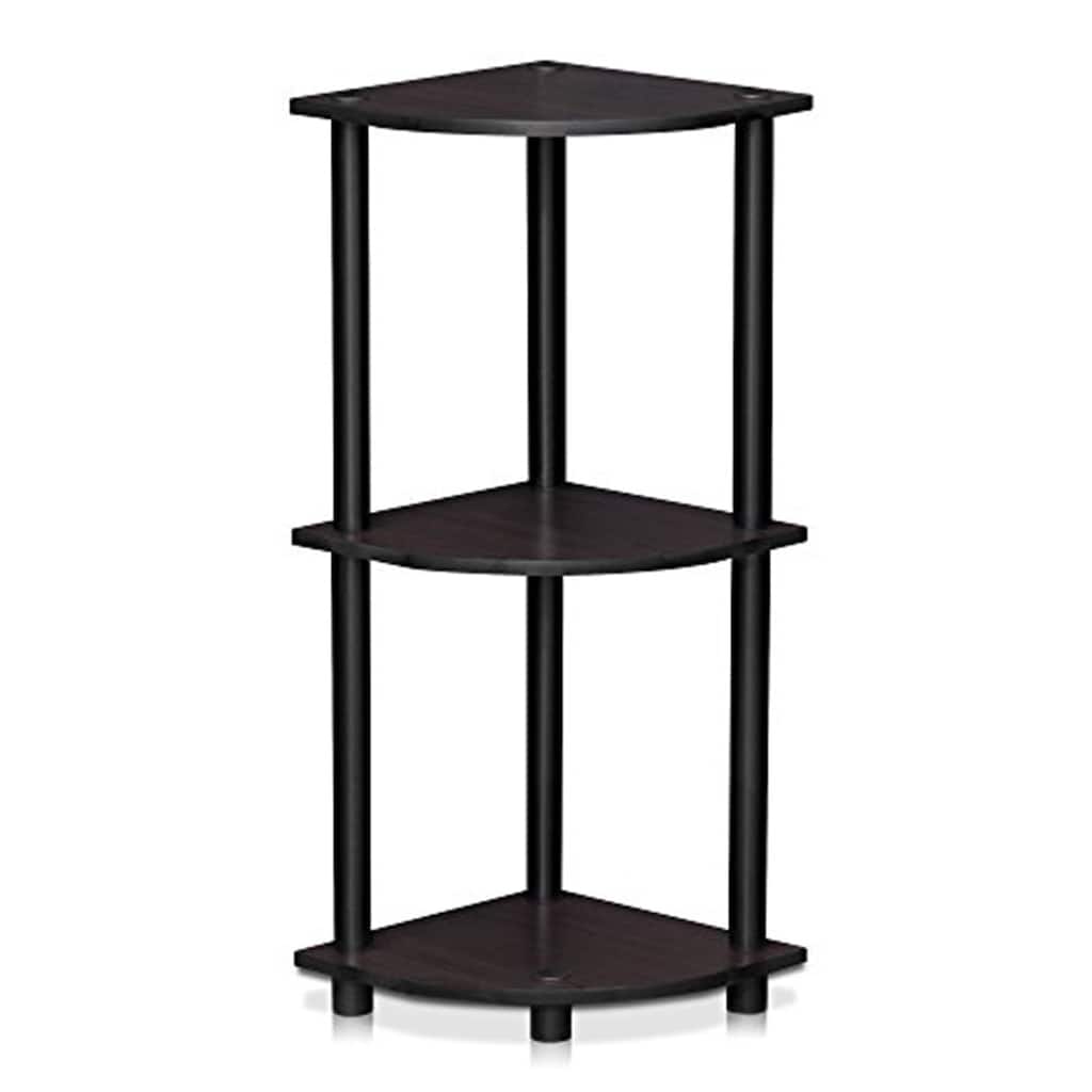 3 Tiers Wood Household Shelving Unit in Dark Walnut (11.6 in. W x 29.6 in. H x 11.6 in. D)
