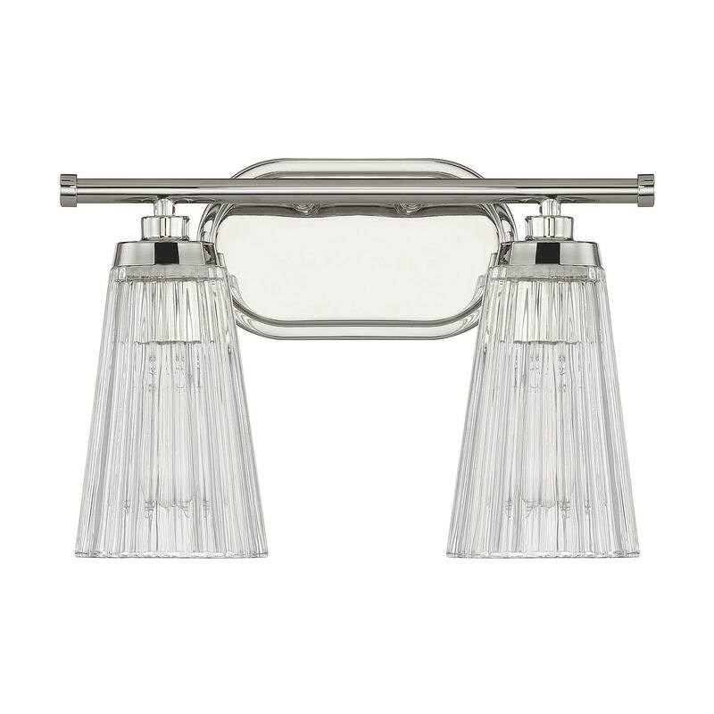 Savoy House Chantilly 2-Light Bathroom Vanity Light with Clear Fluted Glass Shades (14" W x 10"H)