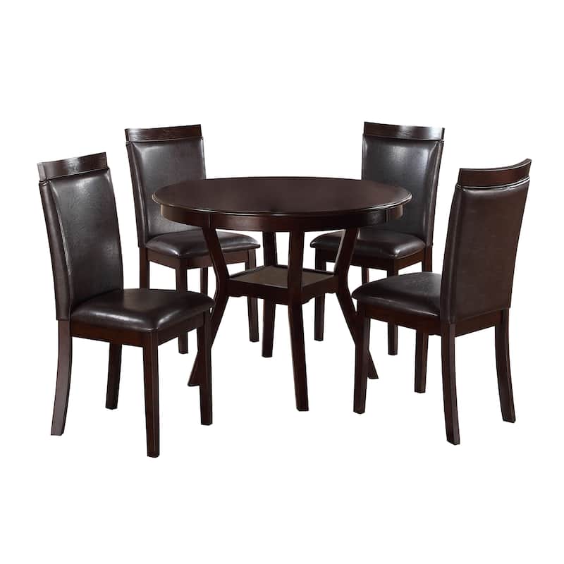 Millwood Wood 5-piece Espresso Wood and Faux Leather Dining Set - Espresso