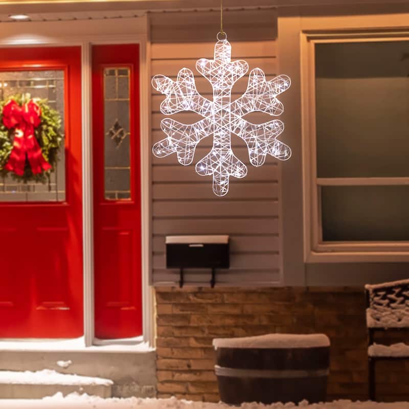 LED Lighted Twinkle Snowflake Outdoor Christmas Decoration - 23.5" - Cool White