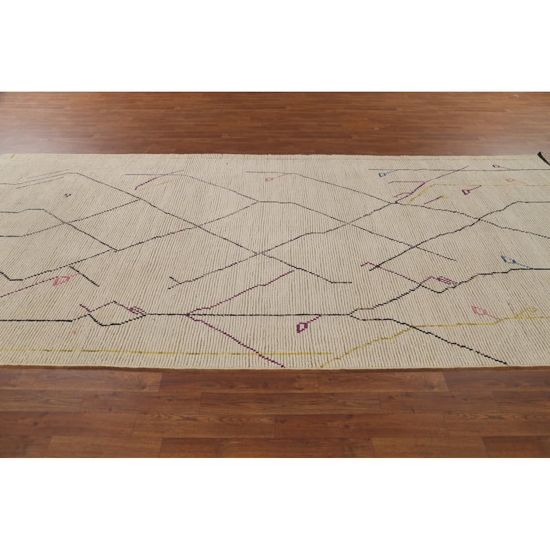 Moroccan Abstract Rug Hand-Knotted Contemporary Wool Carpet - 6'0"x 12'9"
