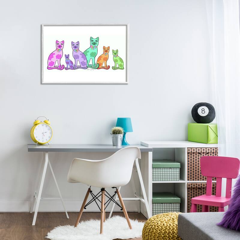 Stupell Funky Whimsical Cats Framed Giclee Art Design By Katie Conley