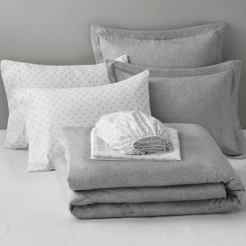 Chelsea Square Reese Chambray Print Microfiber Comforter Set with Bed Sheets