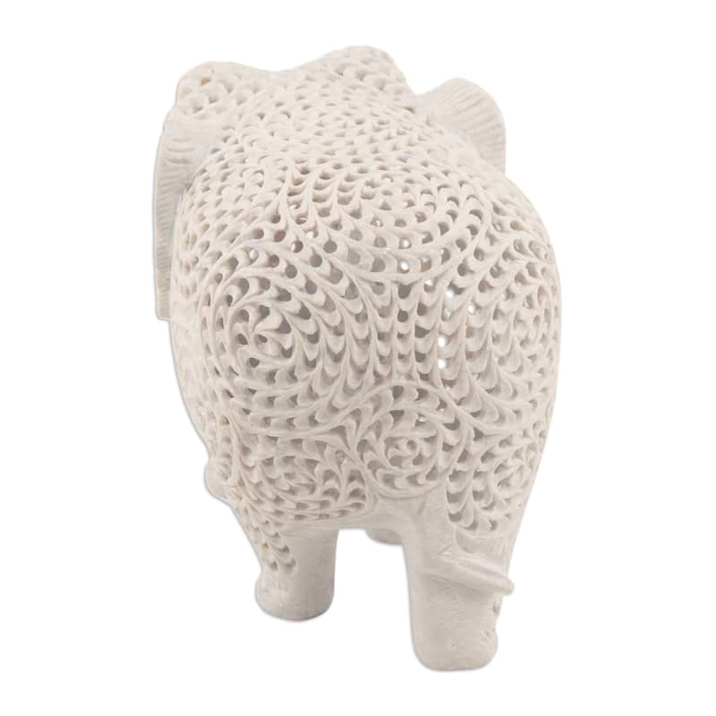 Novica Handmade Expecting Elephant Soapstone Sculpture