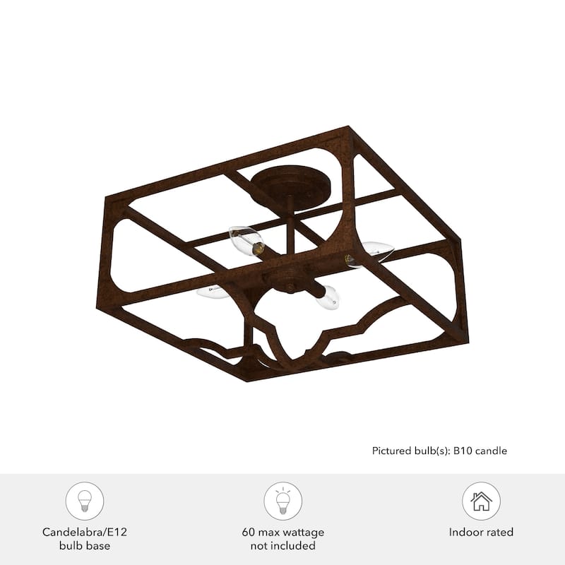 Hunter Highland Hill 4-Light Semi-Flush Mount - Farmhouse, Rustic