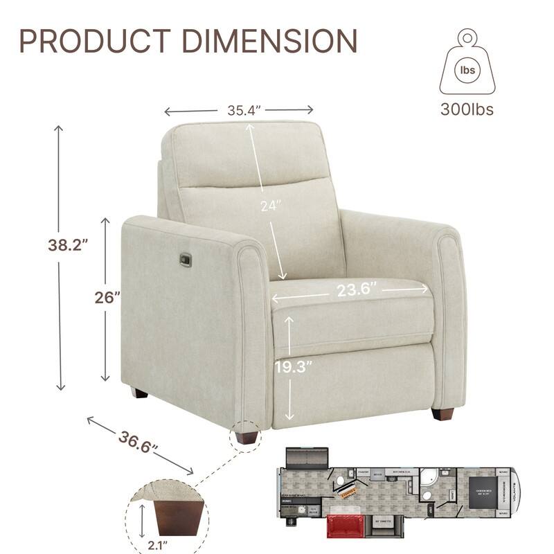 Spruce & Spring Katie Modern Zero Wall Power Recliner