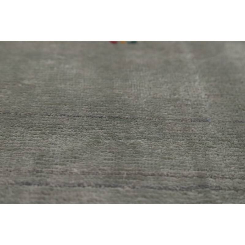 Hand Knotted Oriental 100% Wool Carpet Tribal Tribal Green Gabbeh Area Rug - 8' 1'' X 4' 10''