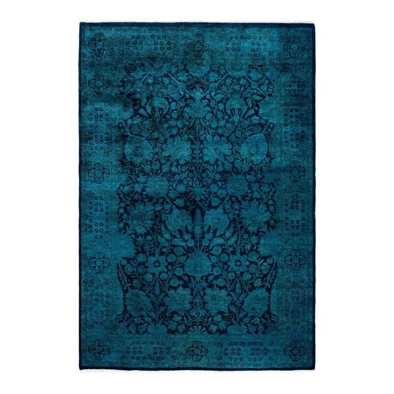 Fine Vibrance One-of-a-Kind Hand-Knotted Area Rug - Blue, 4' 1" x 6' 1" - 4' 1" x 6' 1"