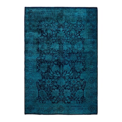 Fine Vibrance One-of-a-Kind Hand-Knotted Area Rug - Blue, 4' 1" x 6' 1" - 4' 1" x 6' 1"