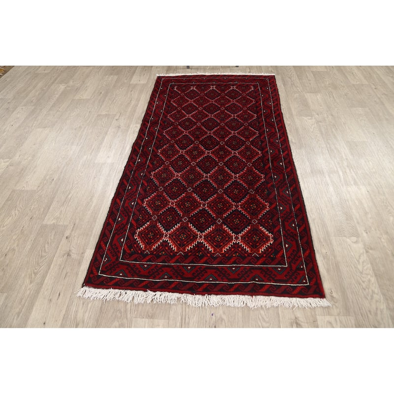 Traditional Balouch Persian Area Rug Hand-knotted Wool Carpet - 3'4" x 6'3"
