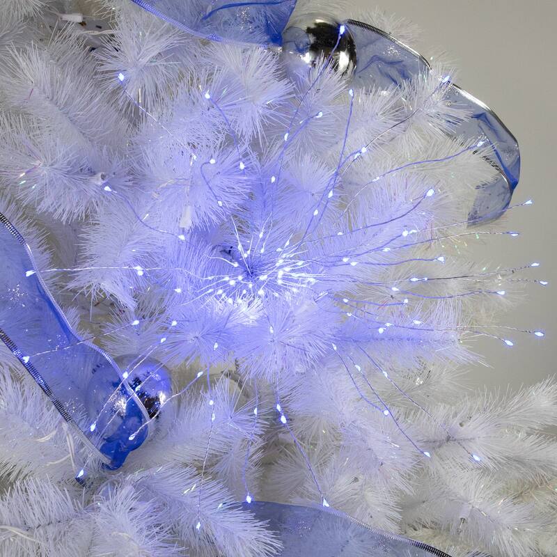 20" LED Firework Silver Branch Christmas Decoration Blue Lights