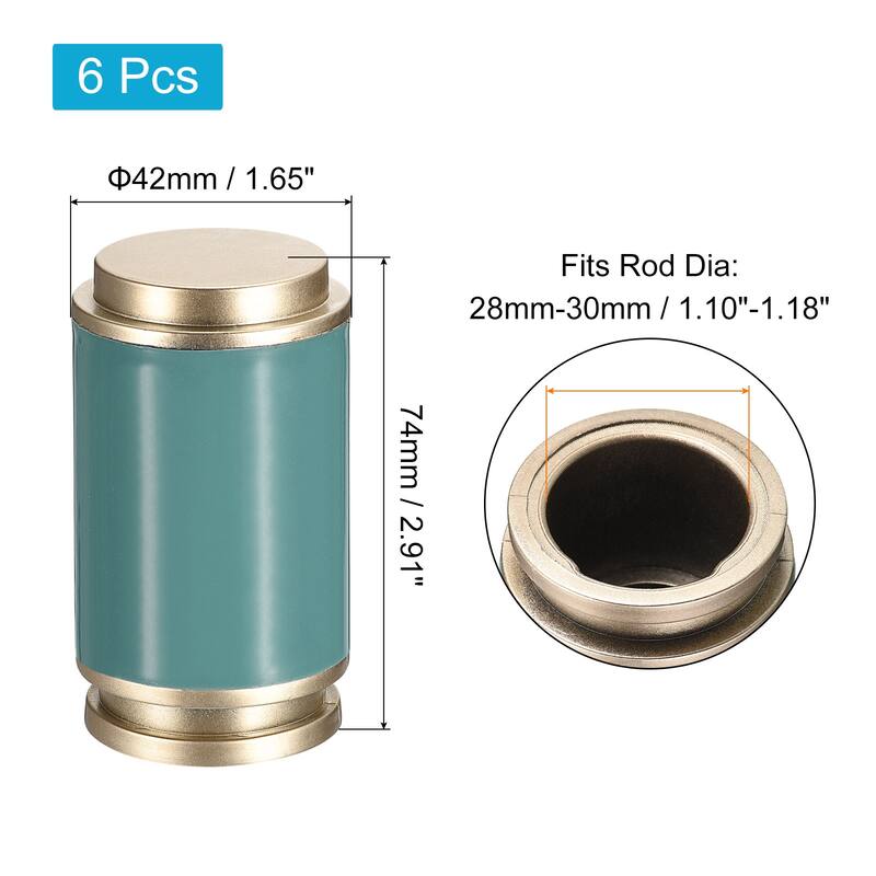 6Pcs PP Curtain Rod Finials Drapery Rail Pole Head Fits Dia. 28-30mm