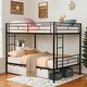 preview thumbnail 1 of 12, Full Over Full Metal Bunk Bed, Space-Saving Design Black