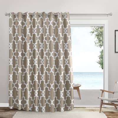 ATI Home Ironwork Sateen Woven Room Darkening Blackout Grommet Top Patio Curtain Panel