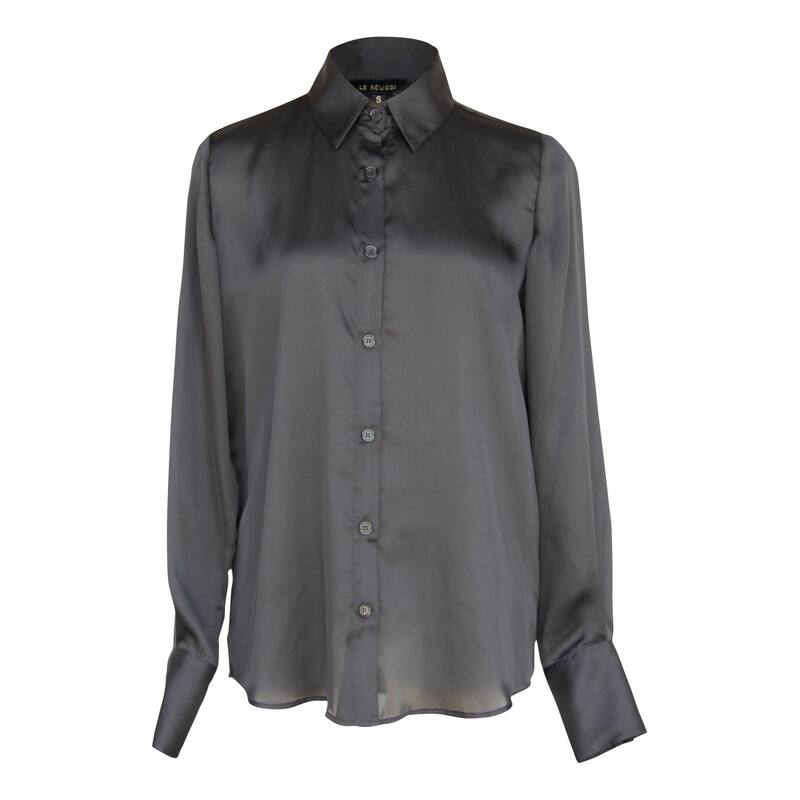 Elegance Silk Shirt in Black - L
