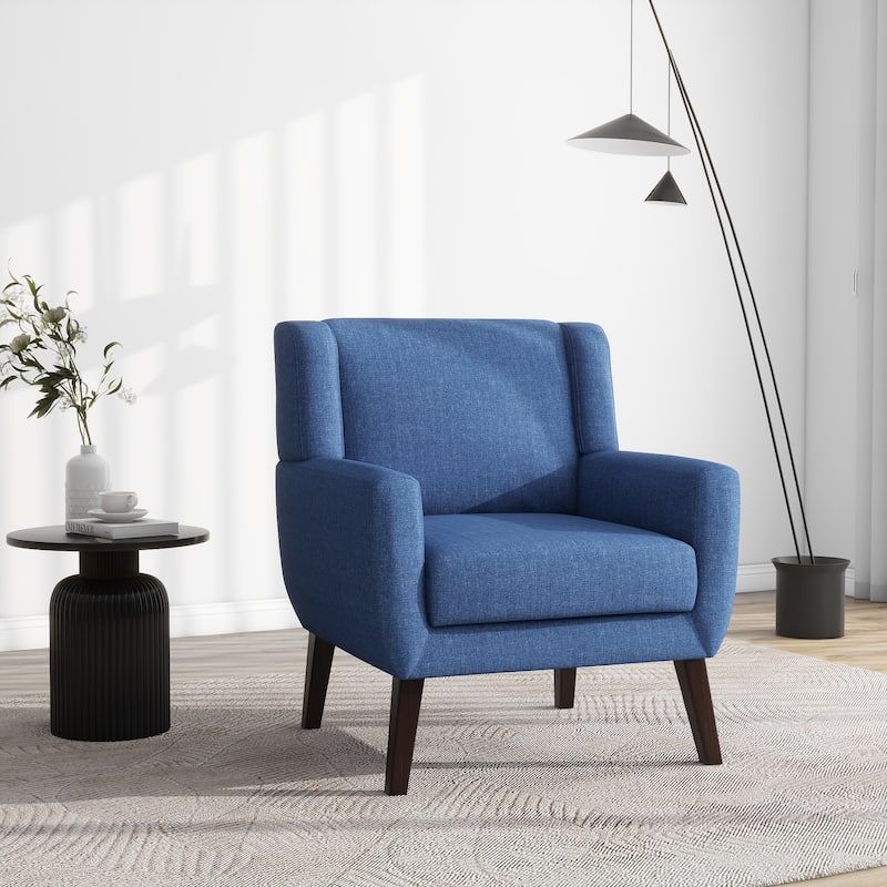 Modern Upholstered Linen Accent Chair Wingback Armchair