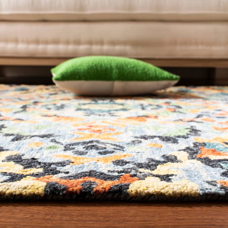 SAFAVIEH Handmade Blossom Pinkey Modern Floral Wool Rug