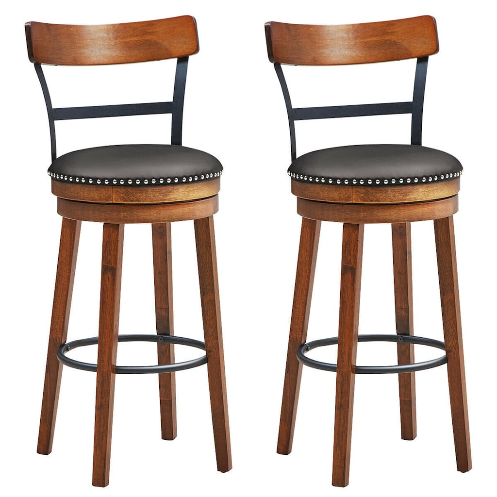 Gymax Set of 2 BarStool 30.5'' Swivel Pub Height Dining Chair with - 18'' (L) x 20.5'' (W) x 43.5'' (H)