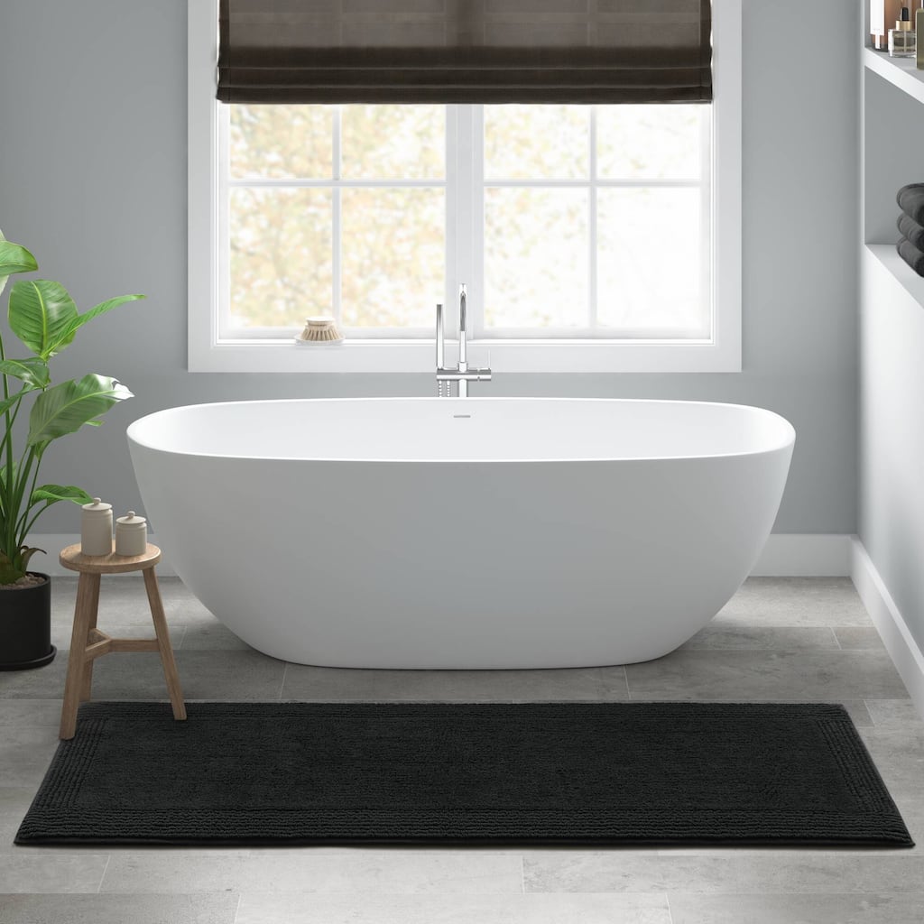 1 PCS 24x72"Tufted 3000 GSM Reversible Bath Rug Black - 6' x 2'