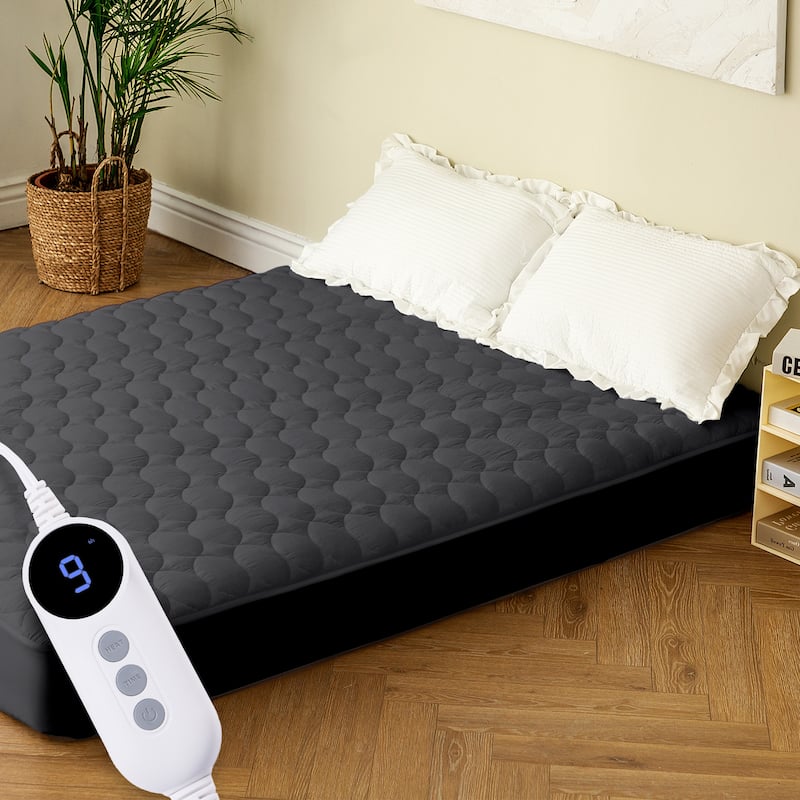 Temperature Regulating Electric Heated Mattress With Controllers - Full - Gray