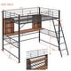preview thumbnail 22 of 40, Modern Metal Frame Loft Bed with Desk and Shelf, Side Ladder