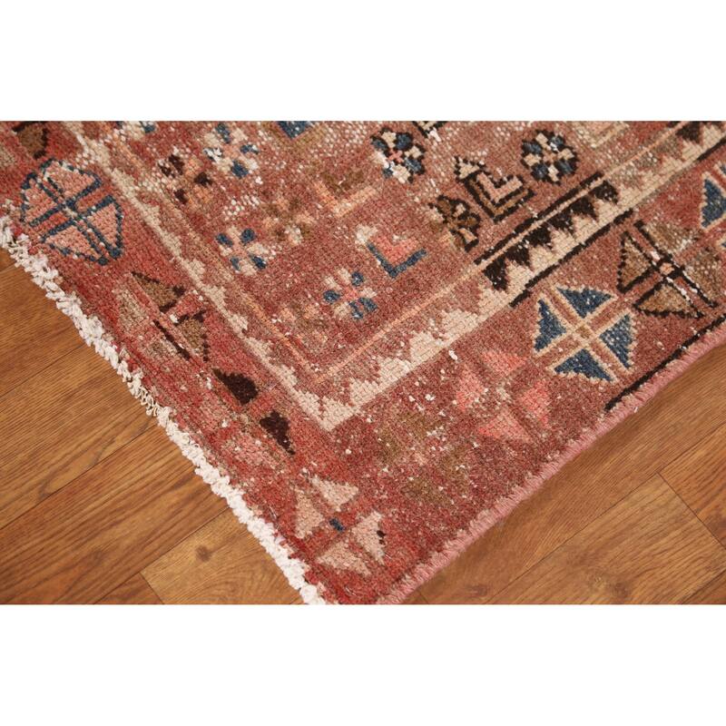 Hand Knotted Oriental 100% Wool Carpet Traditional Geometric Oranges & Rust Hamedan Area Rug - 6' 0'' X 3' 7''