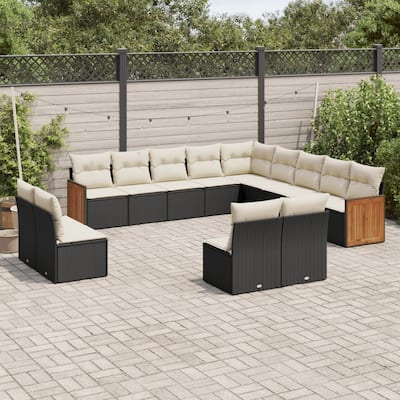 vidaXL Patio Sofa Set with Cushions Outdoor Seating Furniture Poly Rattan
