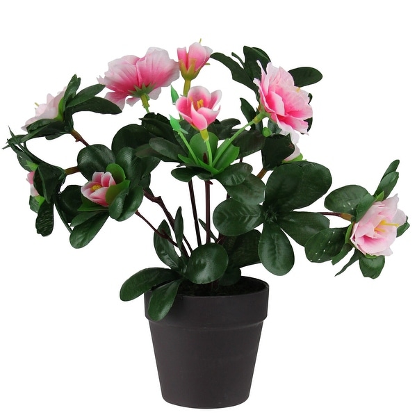 8” Green and Brown Potted Artificial Rose Plant - N/A