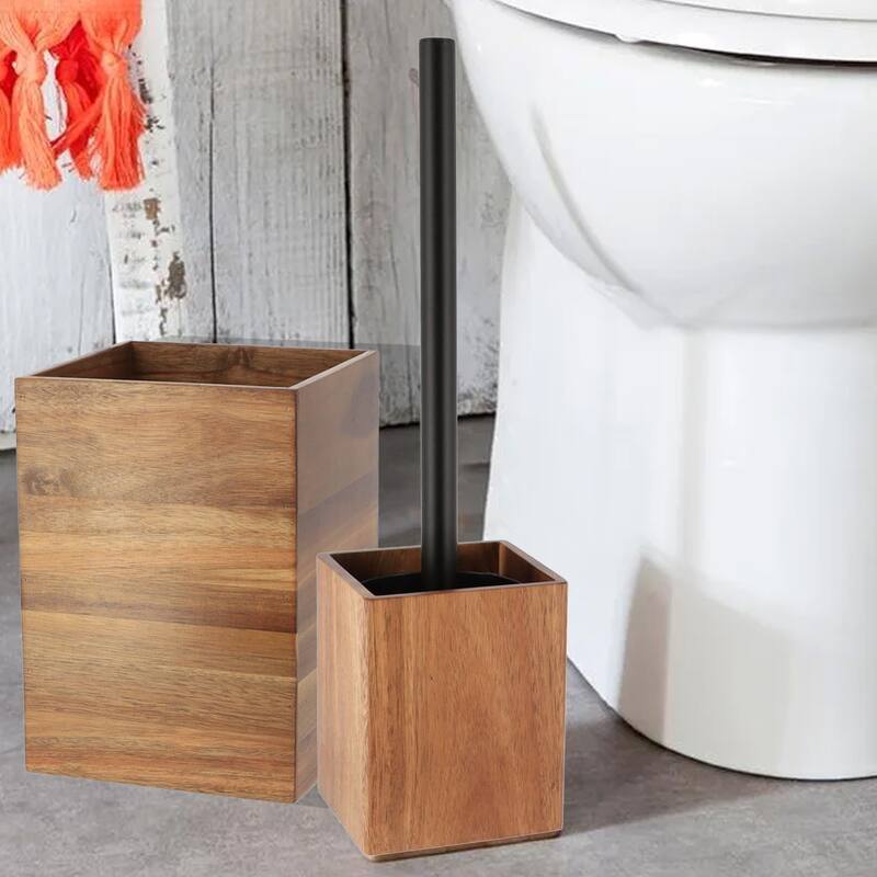 Acacia Wood Bathroom Accessory Set Collection