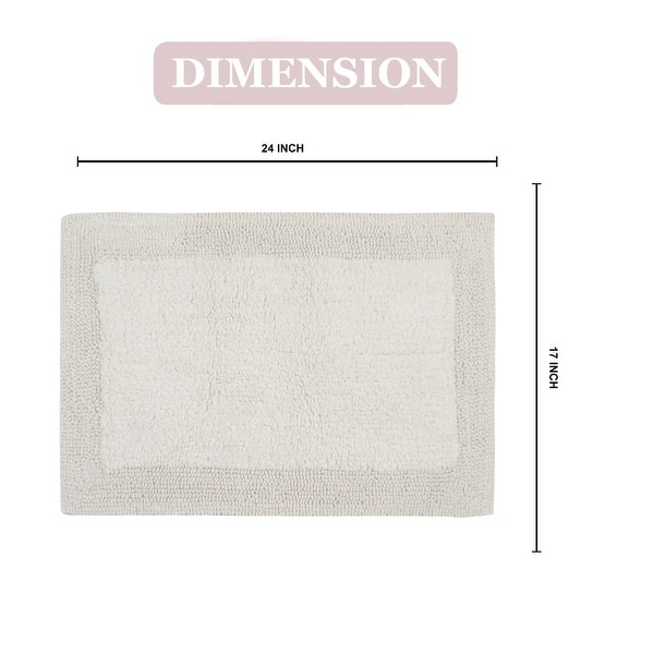 dimension image slide 9 of 50, Home Weavers Luxury Collection 100% Cotton Reversible Bathroom Washable Rug Soft and Absorbent bath Rug Non Slip