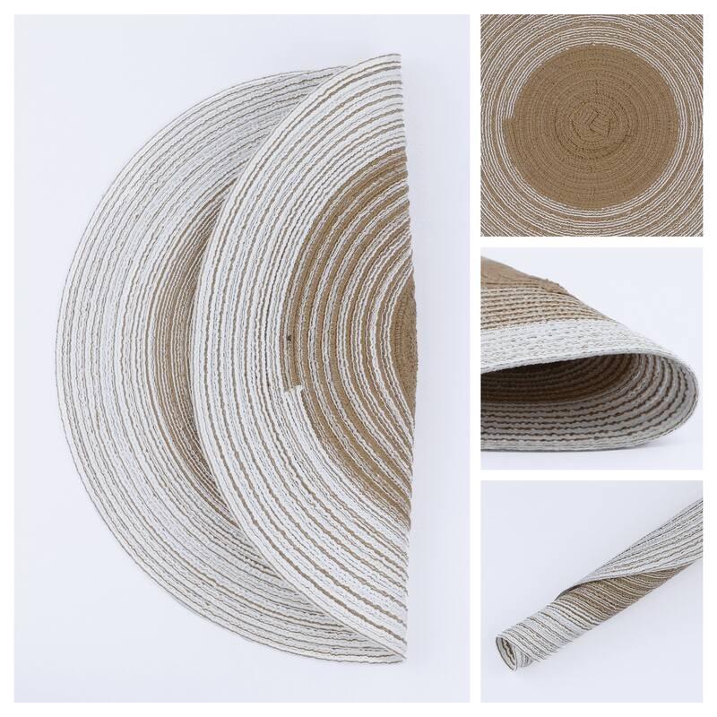 Placemats Set of 6 Rattan Placemats for Dining Table Decor Indoor Outdoor Kitchen Table Mat Wipe Clean - 14*14in - Coffee