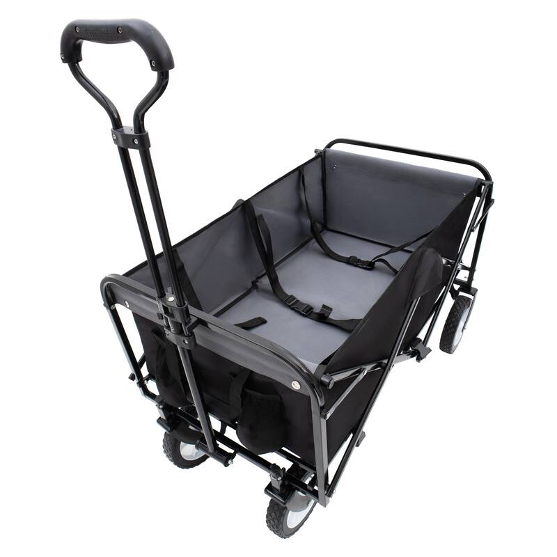 360lb Capacity Heavy-Duty Collapsible Wagon - with Storage Straps & 3-Piece Liner Bag Set