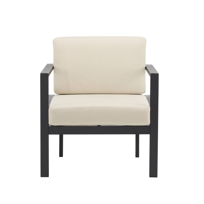 Modern Outdoor Lounge Chair with Aluminum Frame and Weather-Resistant Cushions