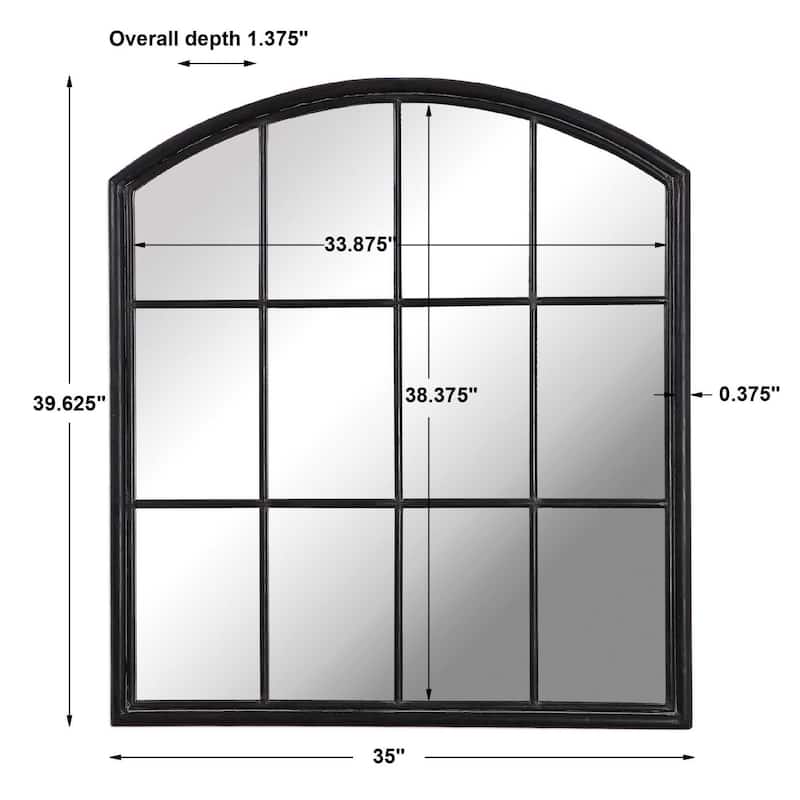 Uttermost Lyda 35" Wide Arched Window Pane Style Iron Wall Mirror