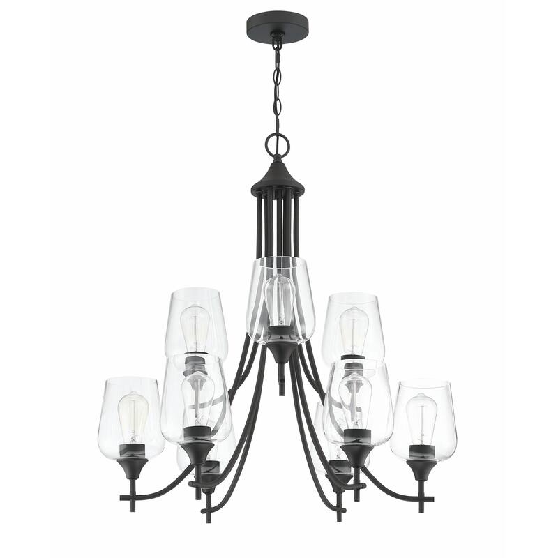 9 Light Shaded Tiered Chandelier